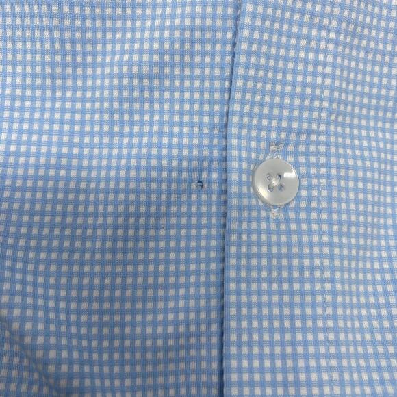 Mizzen & Main Small Light Blue Gingham Check Trim‎ Fit Long Sleeve Button Shirt - Picture 3 of 6